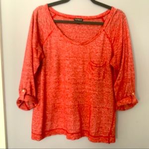 Express red stripe boatneck 3/4 sleeve top